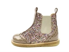 Angulus nougat multi glitter støvlette med hulmønster